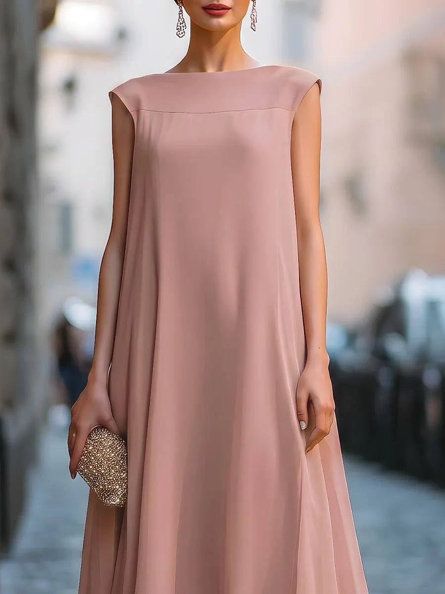 Layered High-Low Flowing Cape Maxi Dress