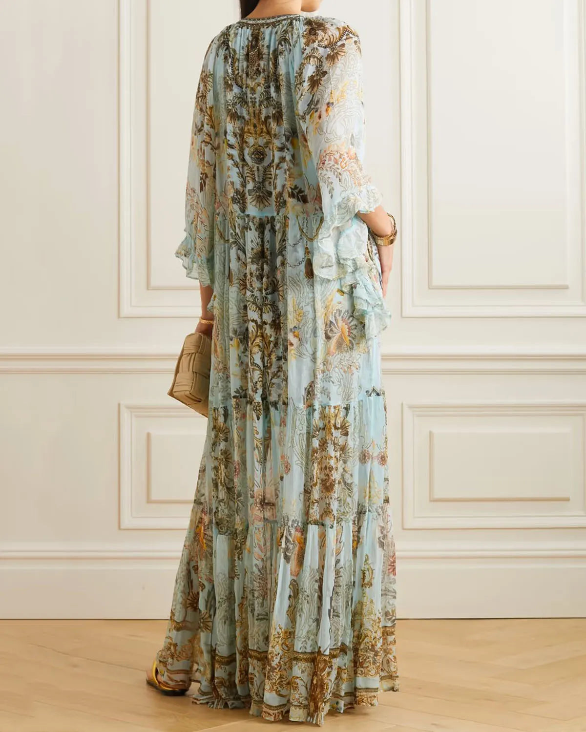 Resort Floral Print Ruffle Dress