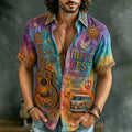 Men's Retro Bohemian Hippie Style Floral  Print Short-sleeve Shirt