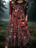 Women's Retro Halloween Style Spider Print Dress