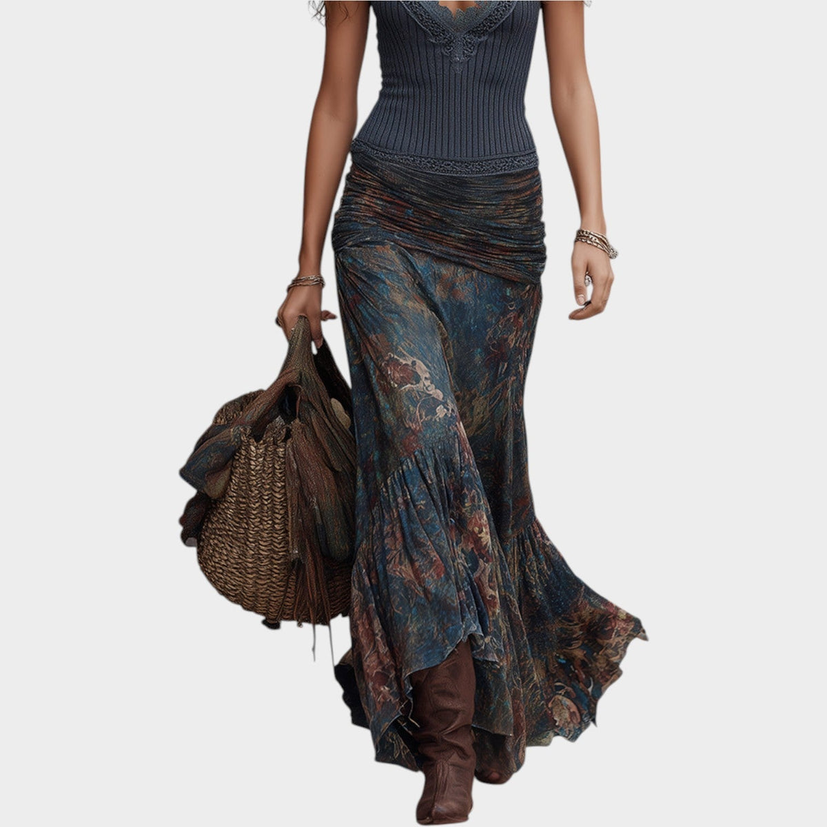 Boho Chic Lace Trim Maxi Outfit