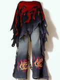 Summer and autumn Japanese men's loose contrast color retro two piece set ca14