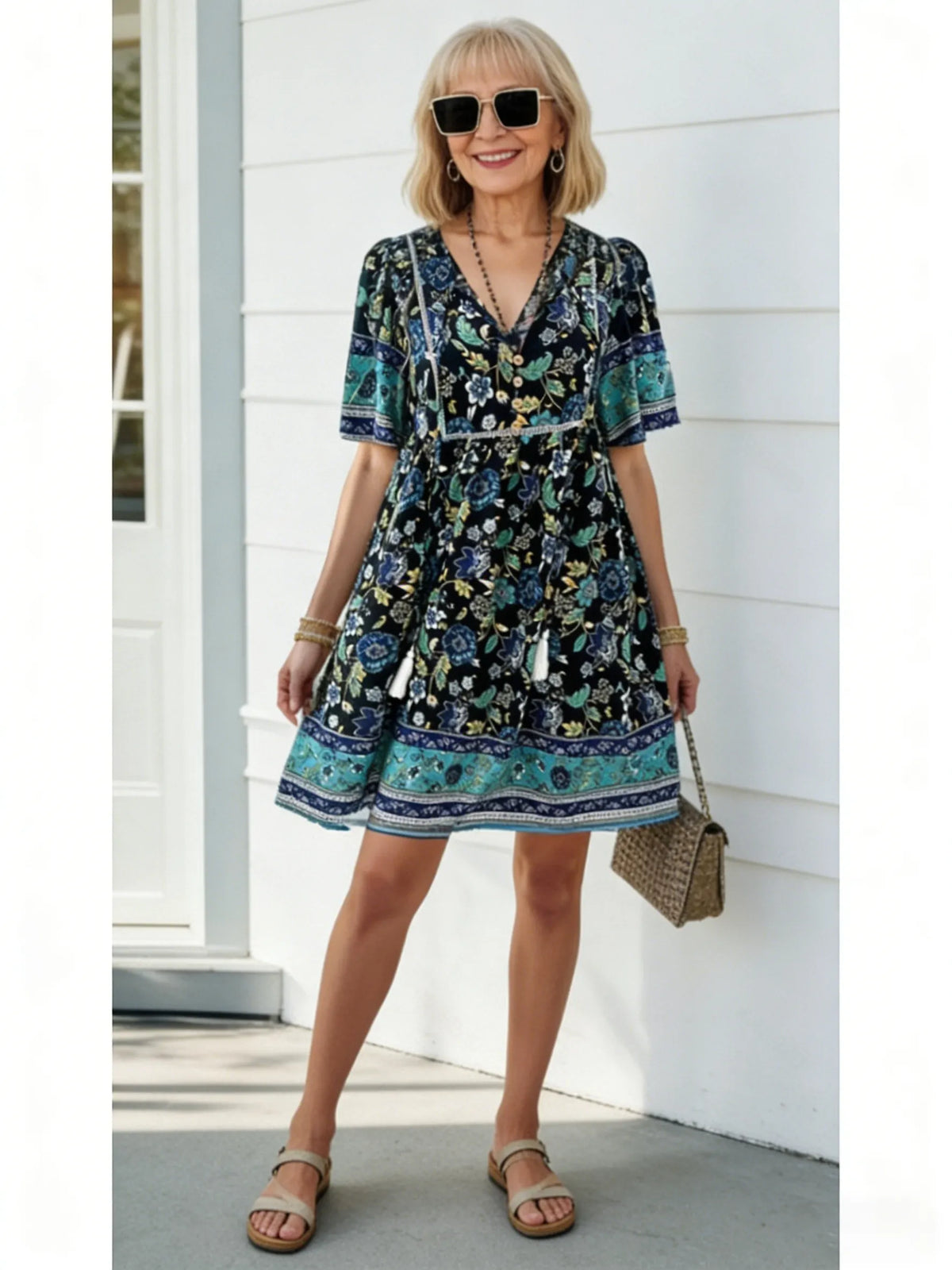 Casual Vacation Print Short-sleeved Dress