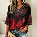 Retro Gothic Spider Skull Floral Gradient Art Casual Tops