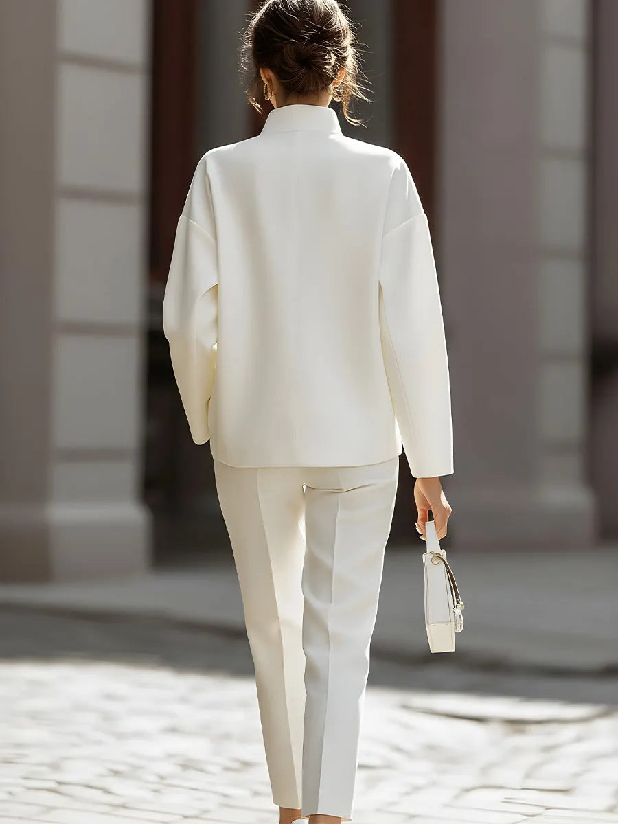 Luxe Ivory Oversized Shirt & Tailored Trouser Two-Piece Set