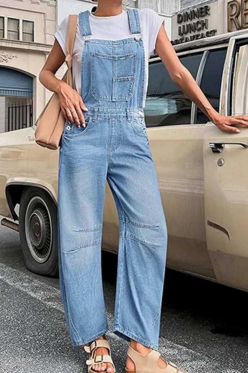 Women Y2k Baggy Barrel Jeans Overalls Wide Leg Denim Pants Bib Overalls Jumpsuit Boyfriend Patchwork Jeans