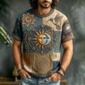 Men's Hippie Starry Sky Sun Moon Hummingbird Art Print T-shirt