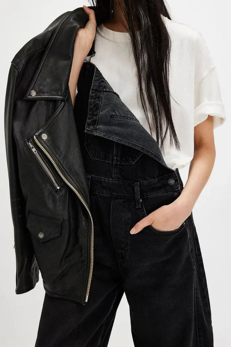 Women Y2k Baggy Barrel Jeans Overalls Wide Leg Denim Pants Bib Overalls Jumpsuit Boyfriend Patchwork Jeans
