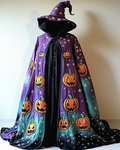 Halloween themed pumpkin head embroidered irregular tie-dye cape 3657