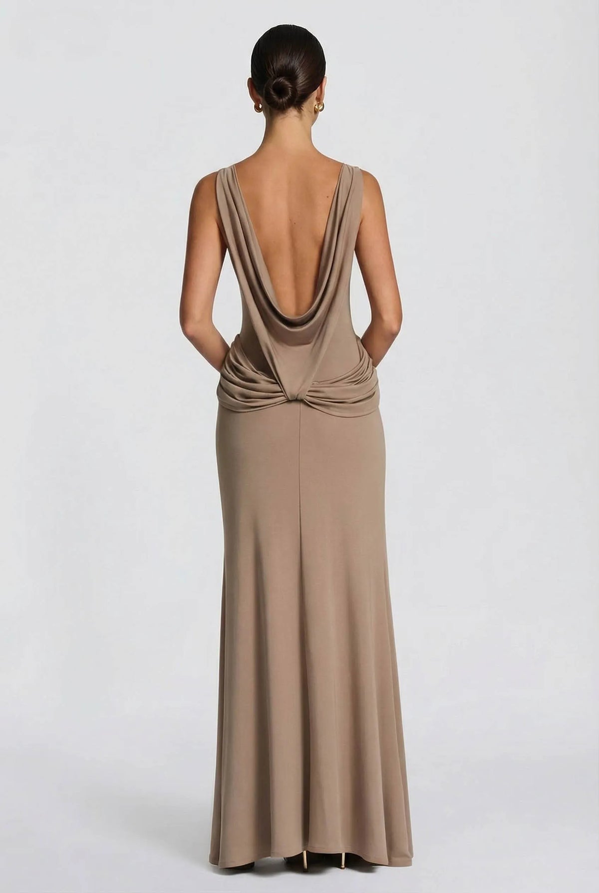 Pleated Design Slit Maxi Dress