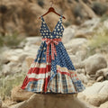 Women's Vintage Independence Day Flag Short Dress