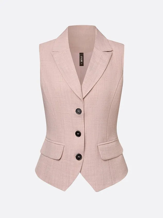 Casual Solid Tailored Lapel Collar Vest