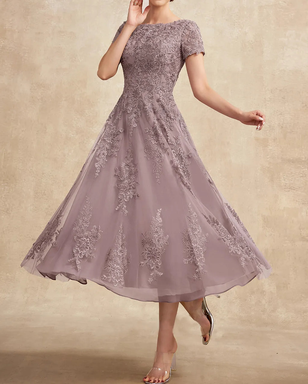 Fashion Elegant Lace Embroidered Dress - 01