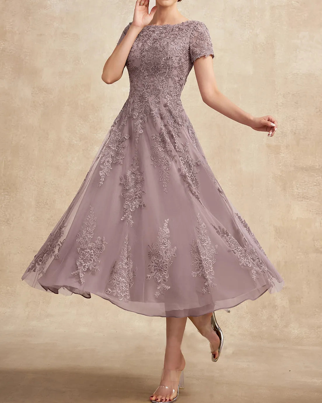 Fashion Elegant Lace Embroidered Dress - 01