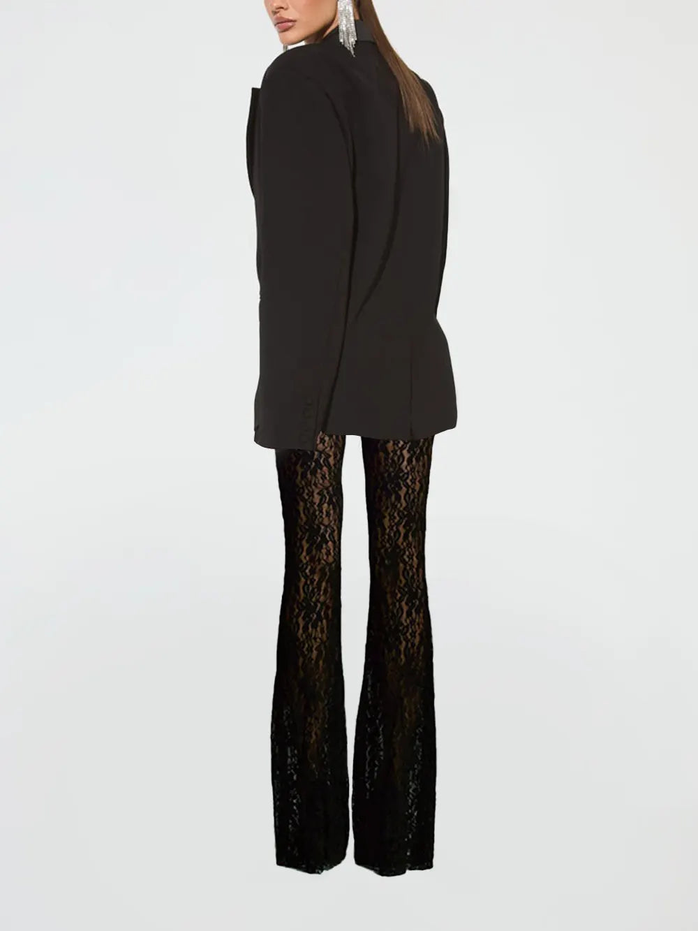 Sexy Lace See-through Flared Pants