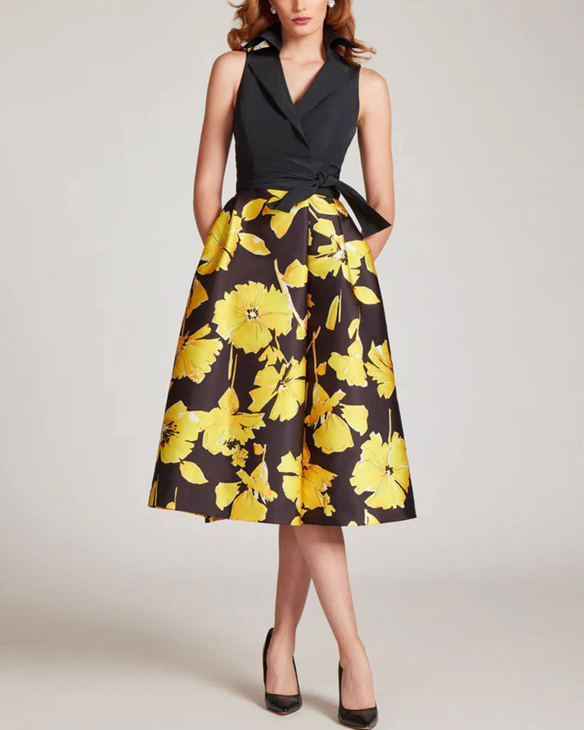 Taffeta and Jacquard Shirtwaist Dress