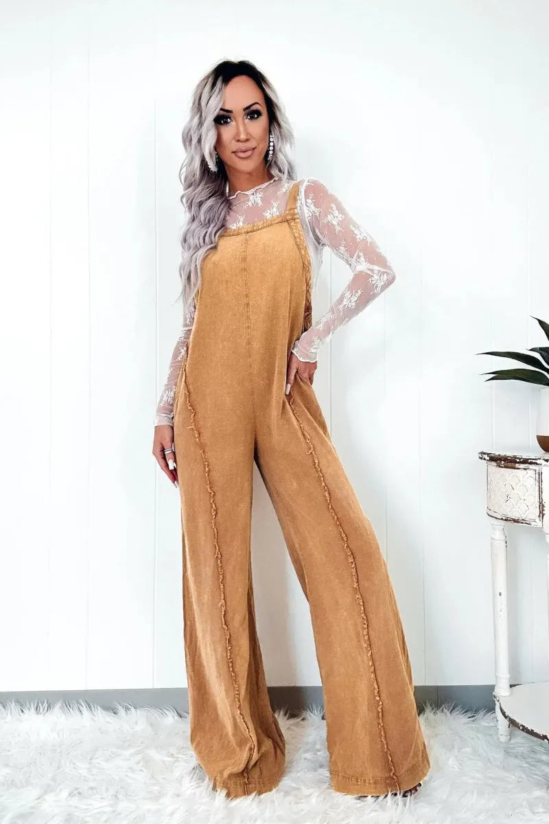 Denim Overalls for Women Casual Adjustable Straps Wide Leg Raw Hem Jeans Bib Overalls Jumpsuits
