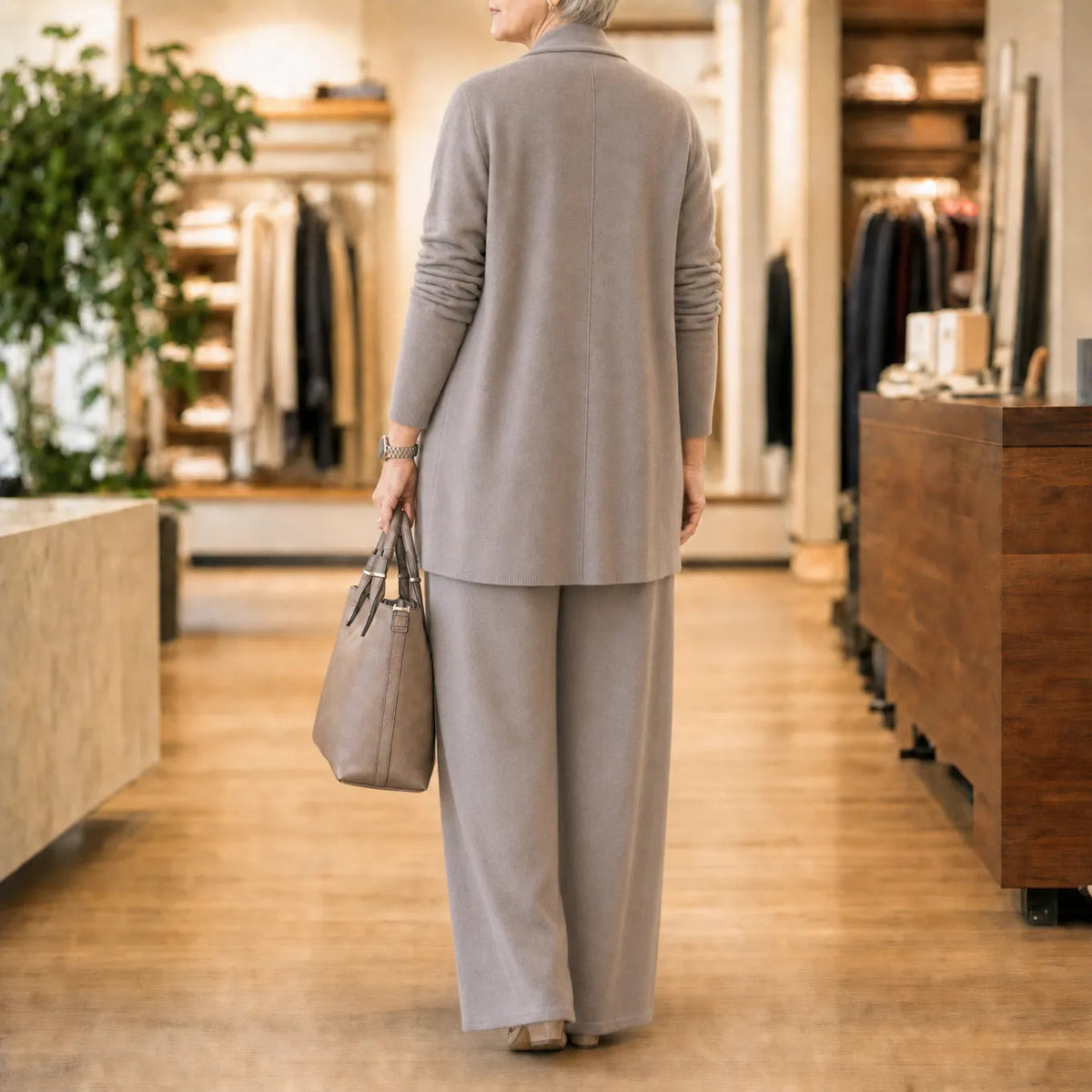 Vivelyn – Three-Piece Matching Set with Wide-Leg Pants and Open Cardigan