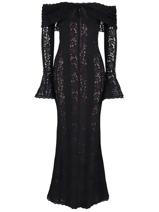 Lace Off-Shoulder Maxi Dress