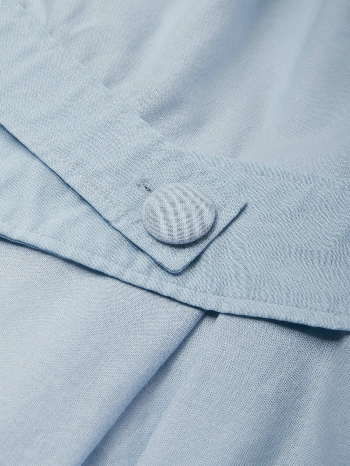 Midi Cotton Dress , Long Sleeves, Off Shoulder, Plain, Belt Design, French Vintage, Sky Blue