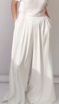 White High Waist Wide Leg Pants