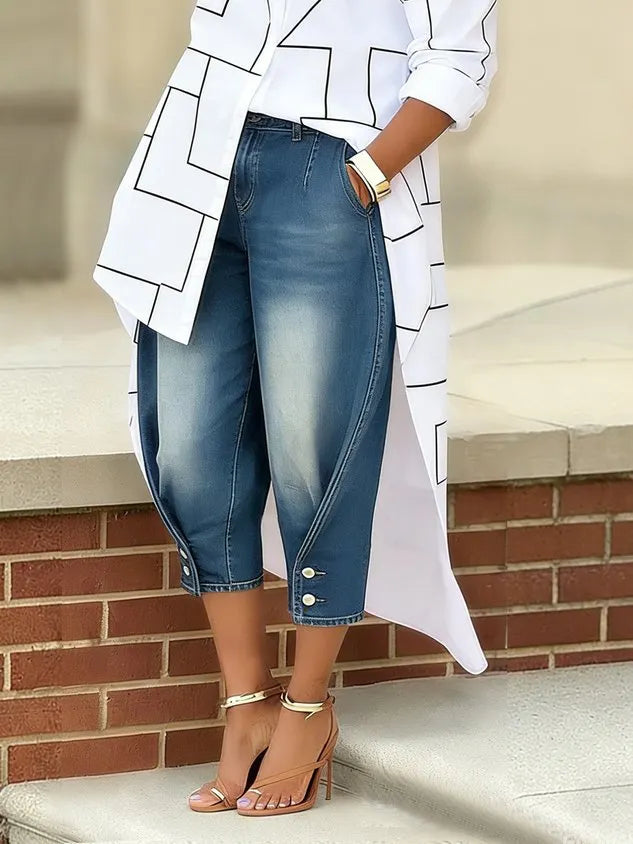 Denim Buttoned Casual Jeans