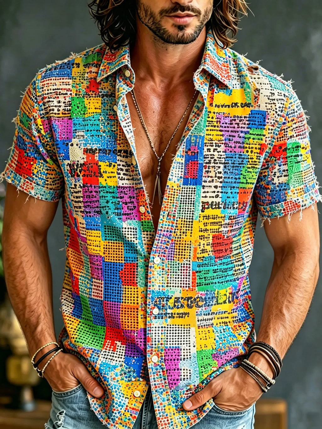 Men's Retro Bohemian Hippie Style Printed Shirt