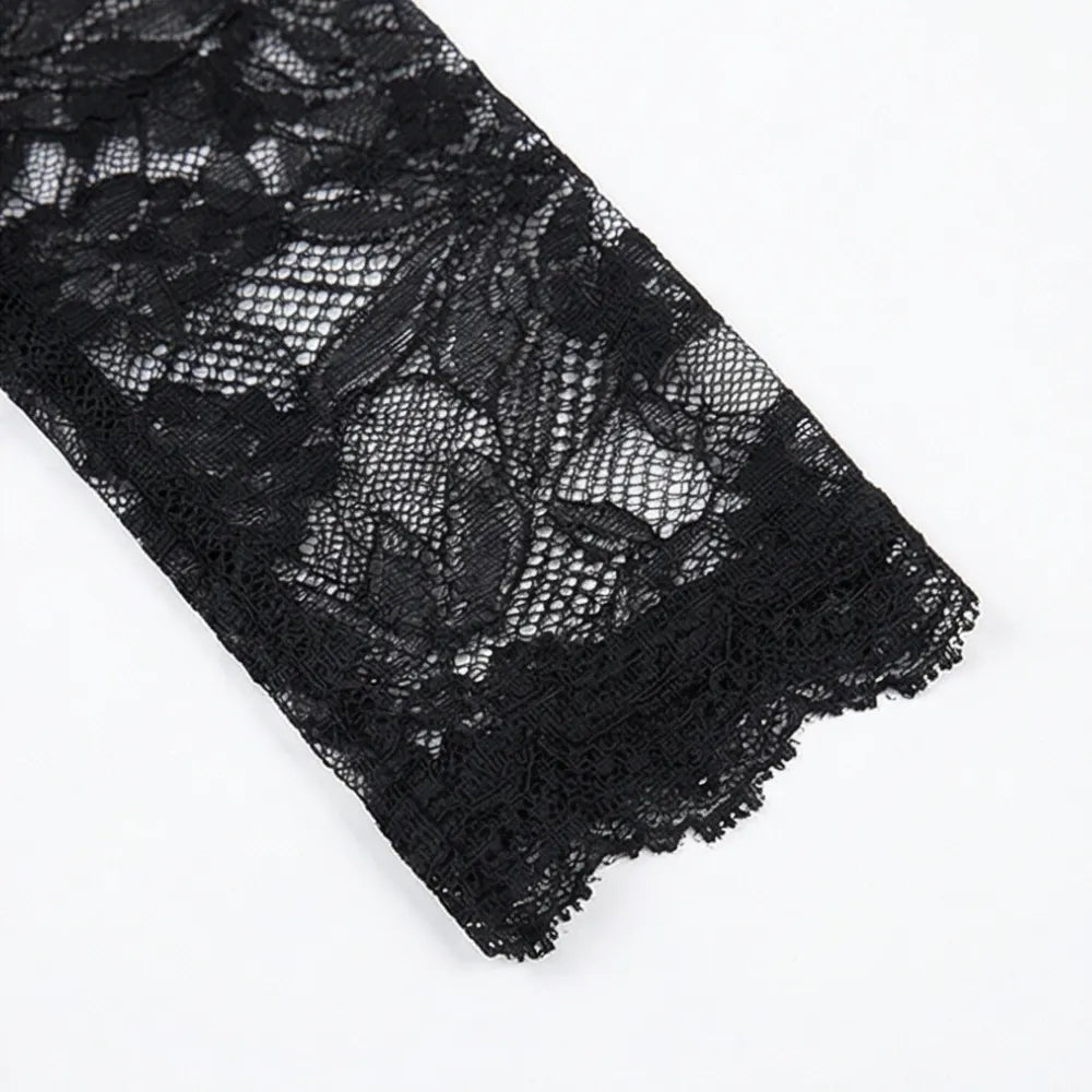 Lacelle – Women's Sheer Floral Lace Sleeve Top