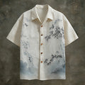 Men's Japanese-style Tie-dye Bamboo Pattern Linen Short-sleeved Shirt