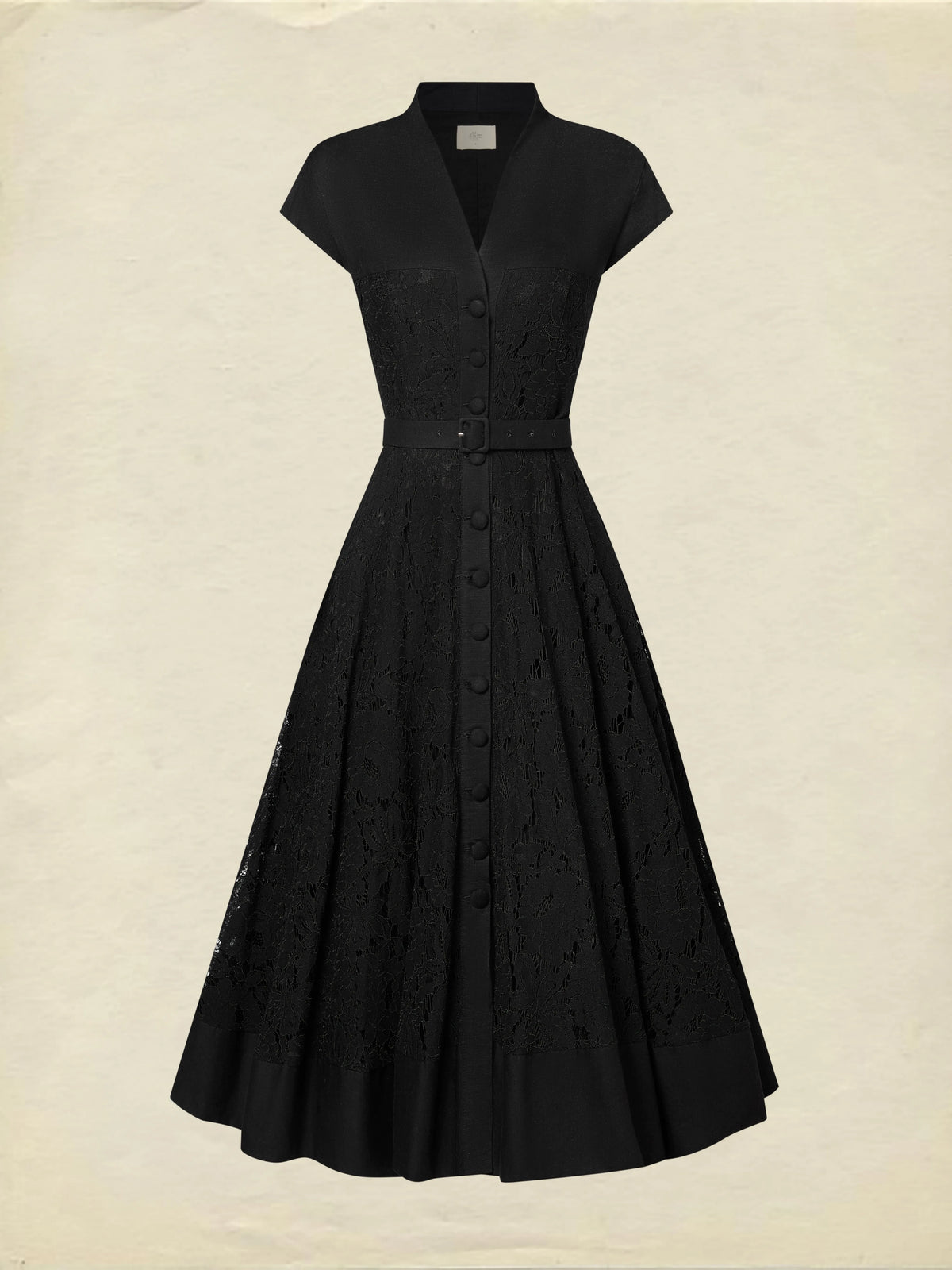 Midi Linen Dress, Sleeveless, V Neck, Lace, Button Design, French Vintage, Black