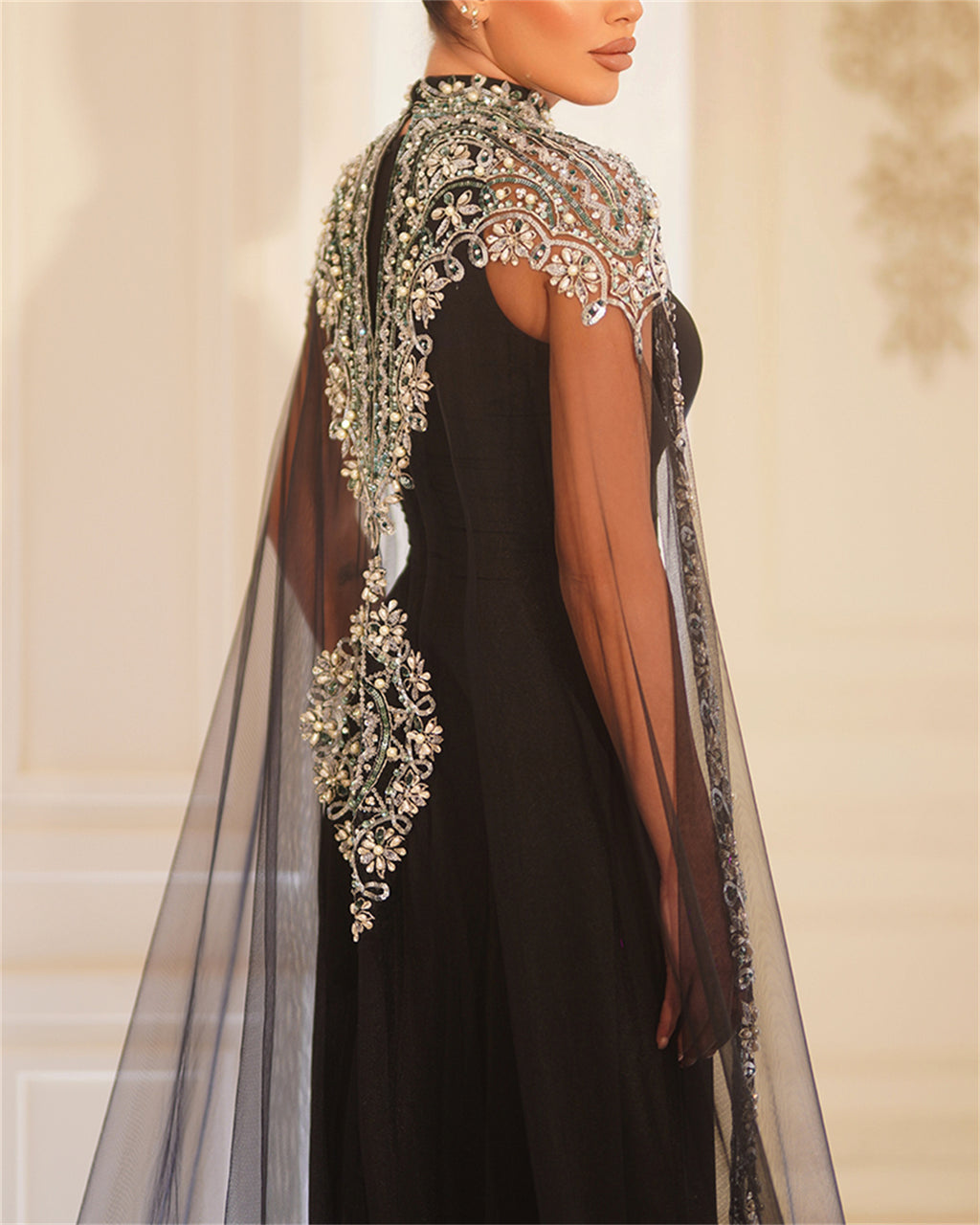 Liquid Starlight: Mesh Sequin Floor-Length Evening Gown