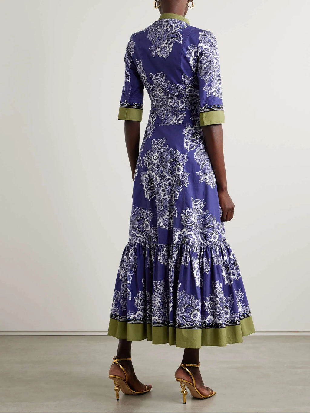 Floral-print cotton-poplin midi dress