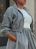 Casual Zipper Plain Shawl Collar Jacket
