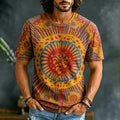 Men's Hippie Sun Art Tie Dye Print T-shirt