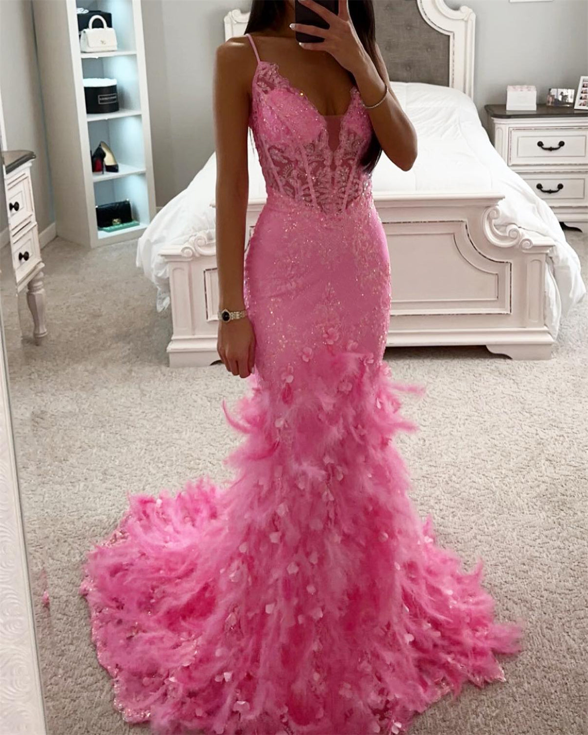 Sexy Suspender Pink Mopping Dress - 01