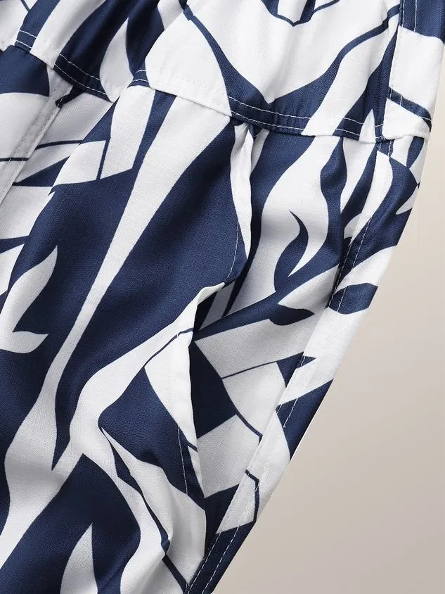 High Waist Casual Geometric Regular Fit Pants