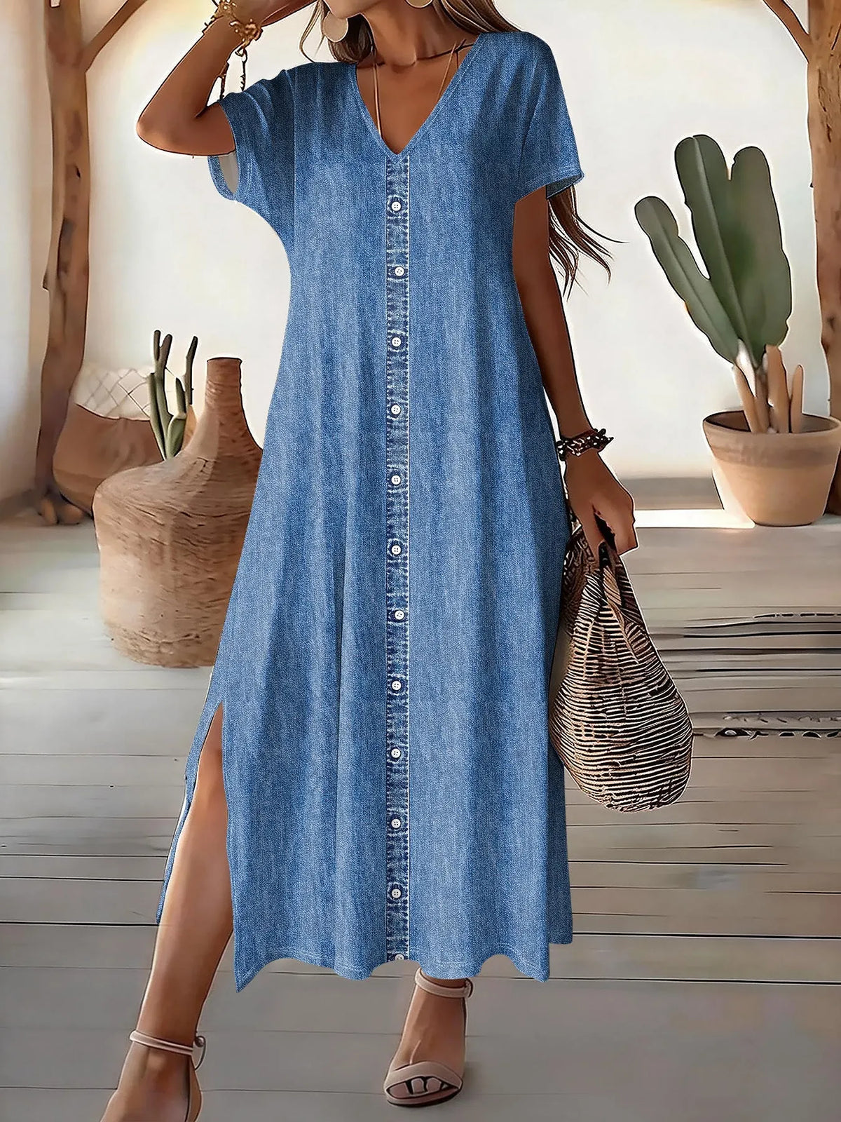 Denim Dress for Women Retro Style Casual Dress