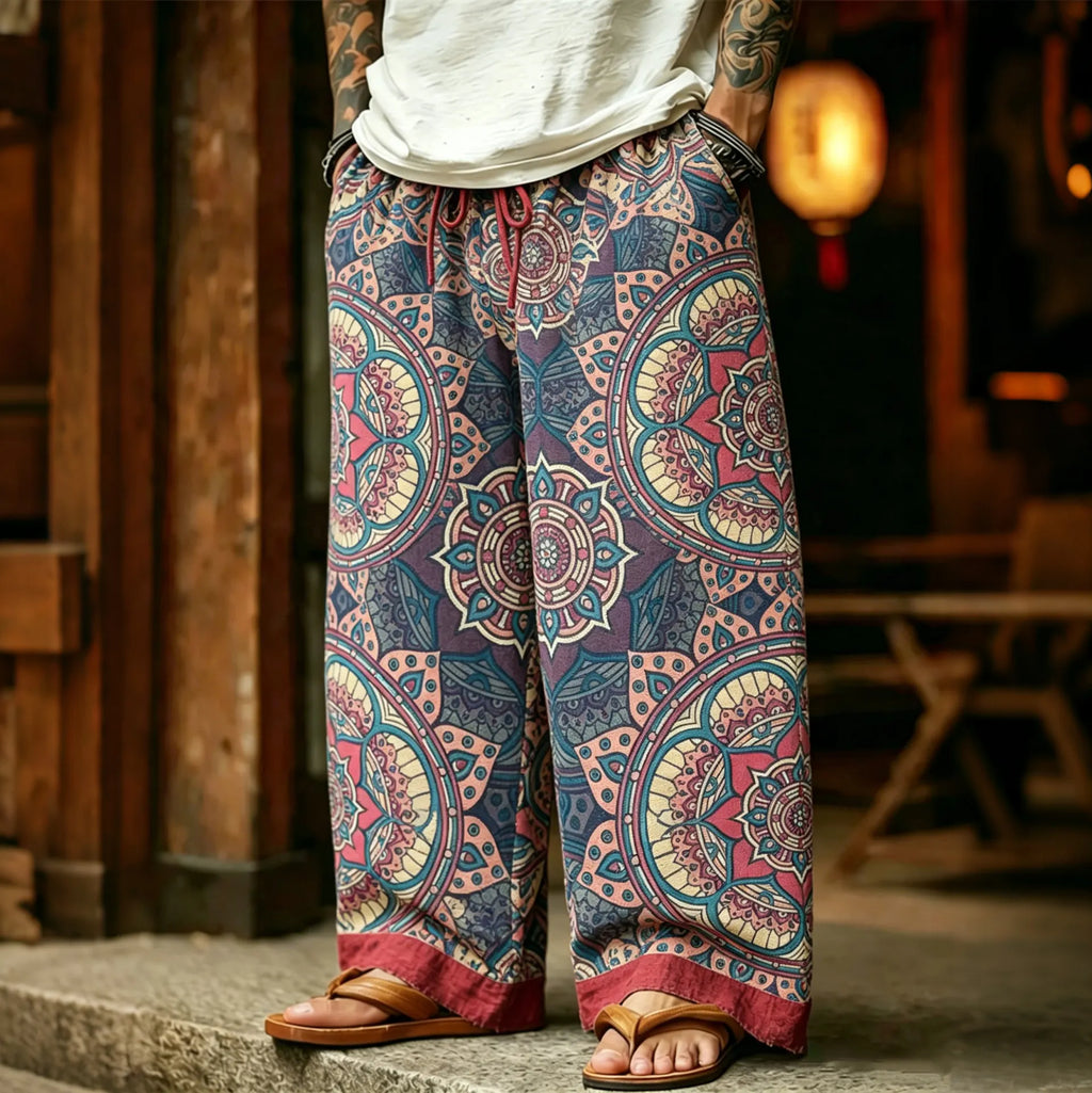 Men's Retro Geometry Hippie Bohemian Style Pattern Casual Pants