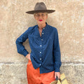 Blouse Small Polka Dots N. 18 - French Vintage Gathered Shirt with Mandarin Collar | Dadihouse
