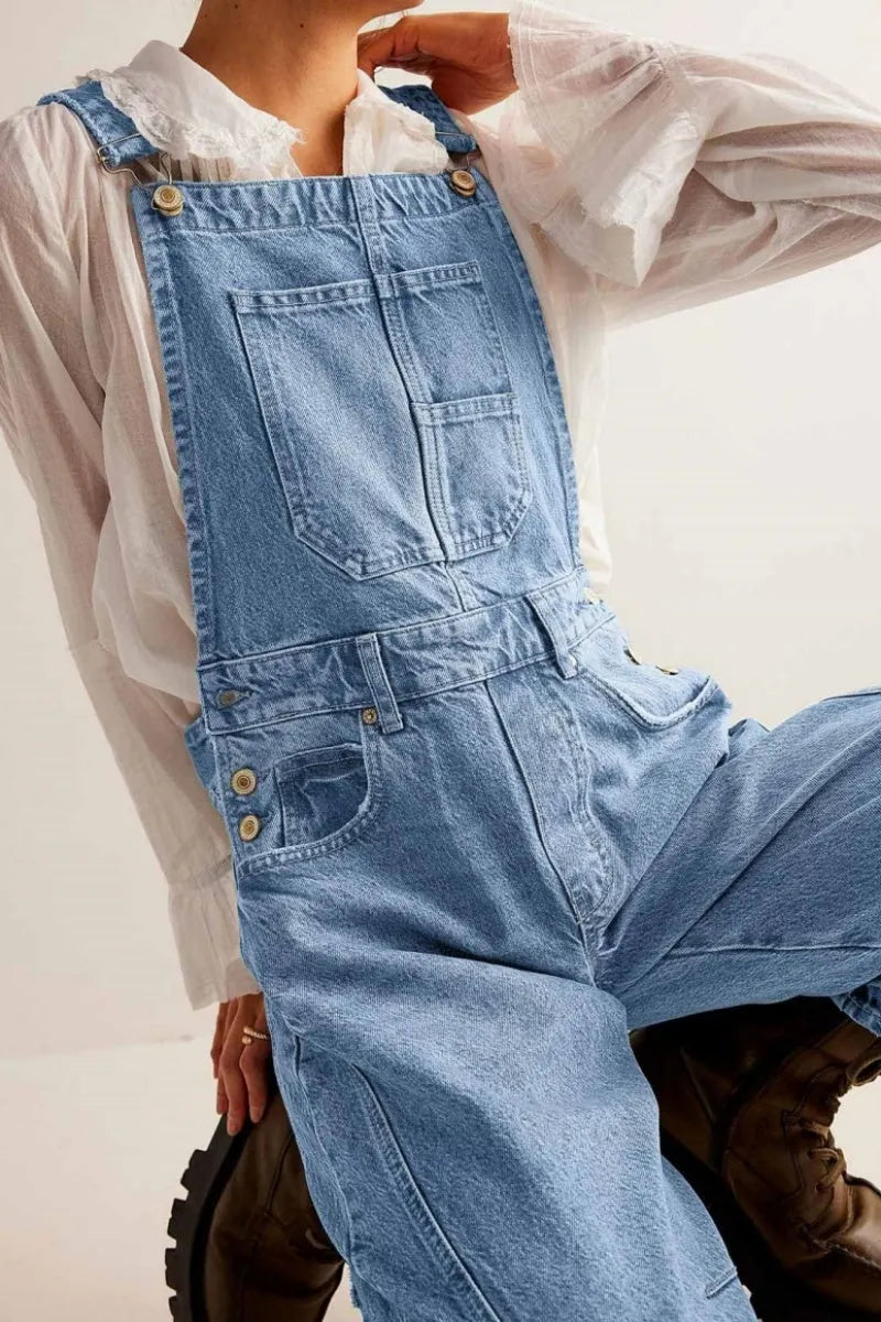 Women Y2k Baggy Barrel Jeans Overalls Wide Leg Denim Pants Bib Overalls Jumpsuit Boyfriend Patchwork Jeans