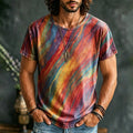 Men's Hippie Tie Dye Stripe Print T-shirt