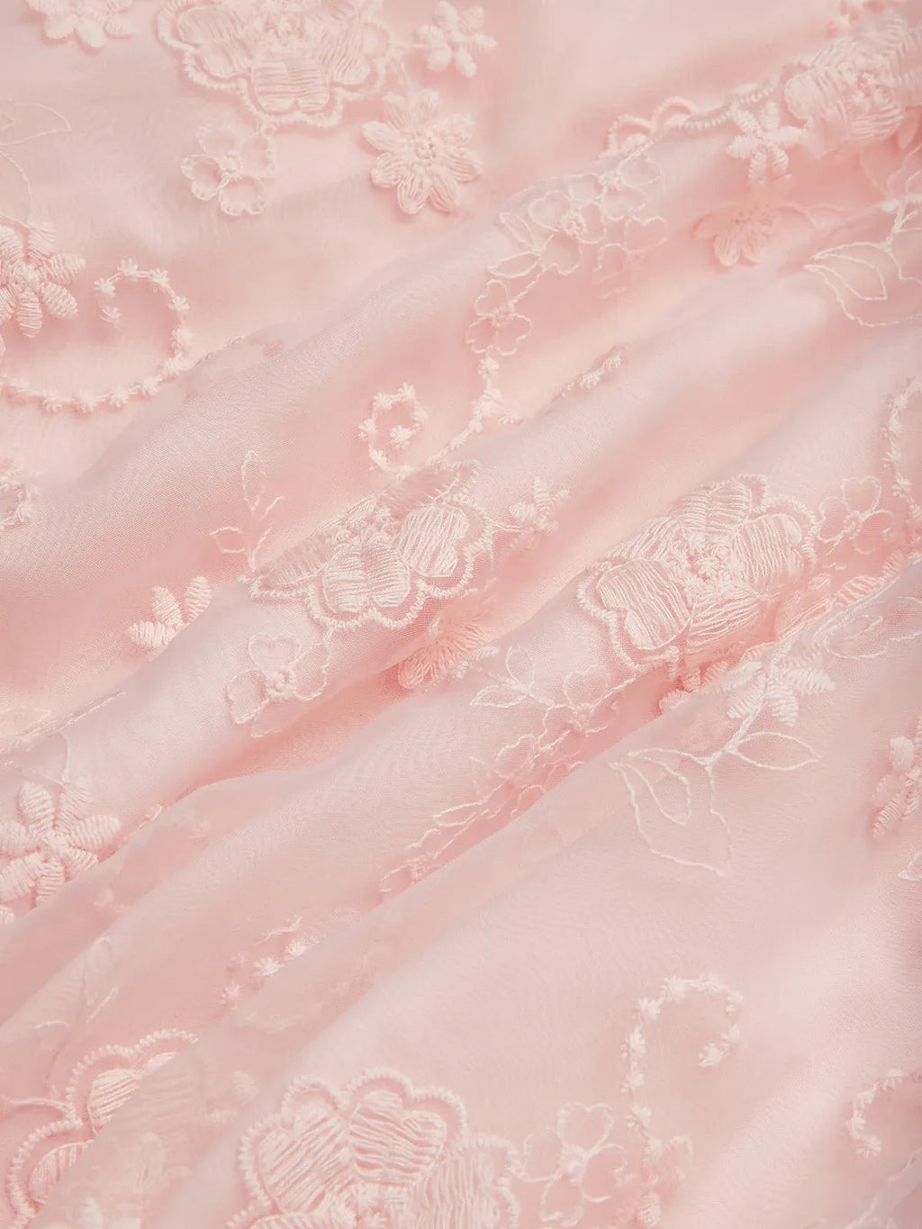 Light Pink Embroidered V Neck Sleeveless A-Line Midi Dress