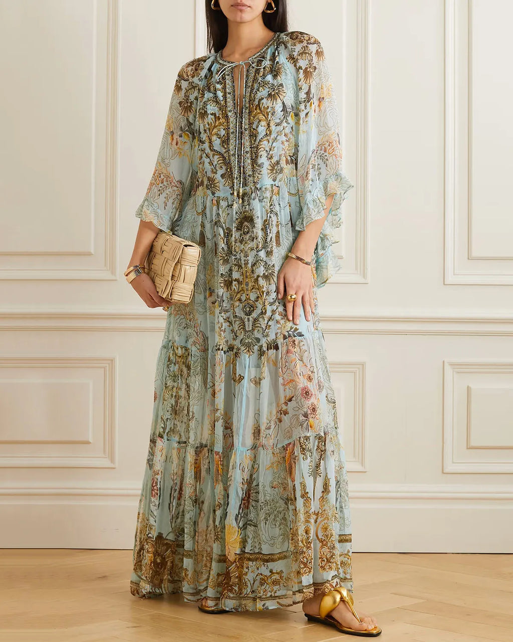 Resort Floral Print Ruffle Dress
