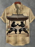 Men's Cat Print Short Sleeve Shirt