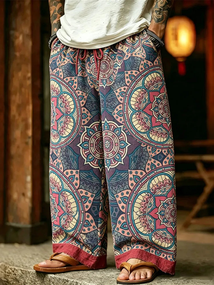 Men's Retro Geometry Hippie Bohemian Style Pattern Casual Pants