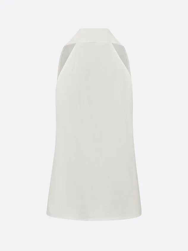 Cotton Casual Plain Halter Neck Blouse