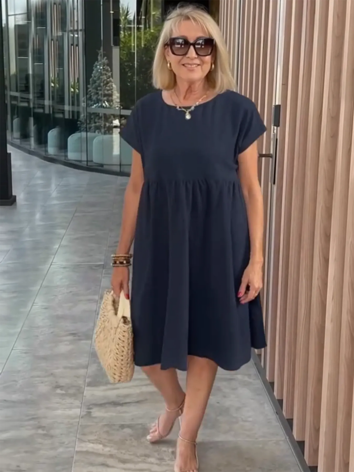 Cotton and Linen A-shaped Skirt Pocket Dress