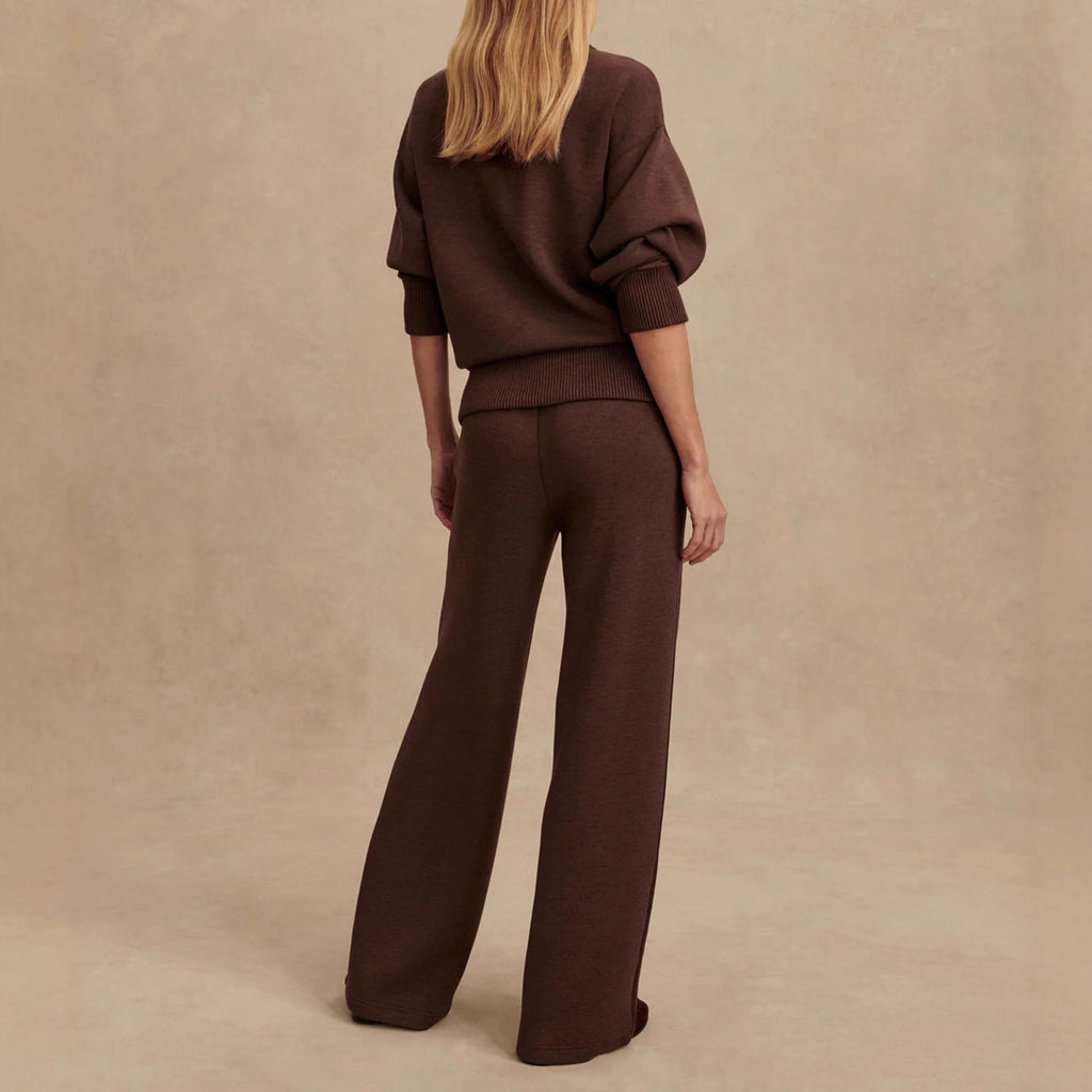 Meet The Autumn Ribbed Zipper Neck Sweatshirt and Elastic Waist Pocketed Loose Pants Set