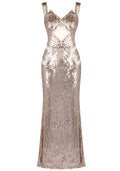 Sequin Bustier Maxi Dress Gold