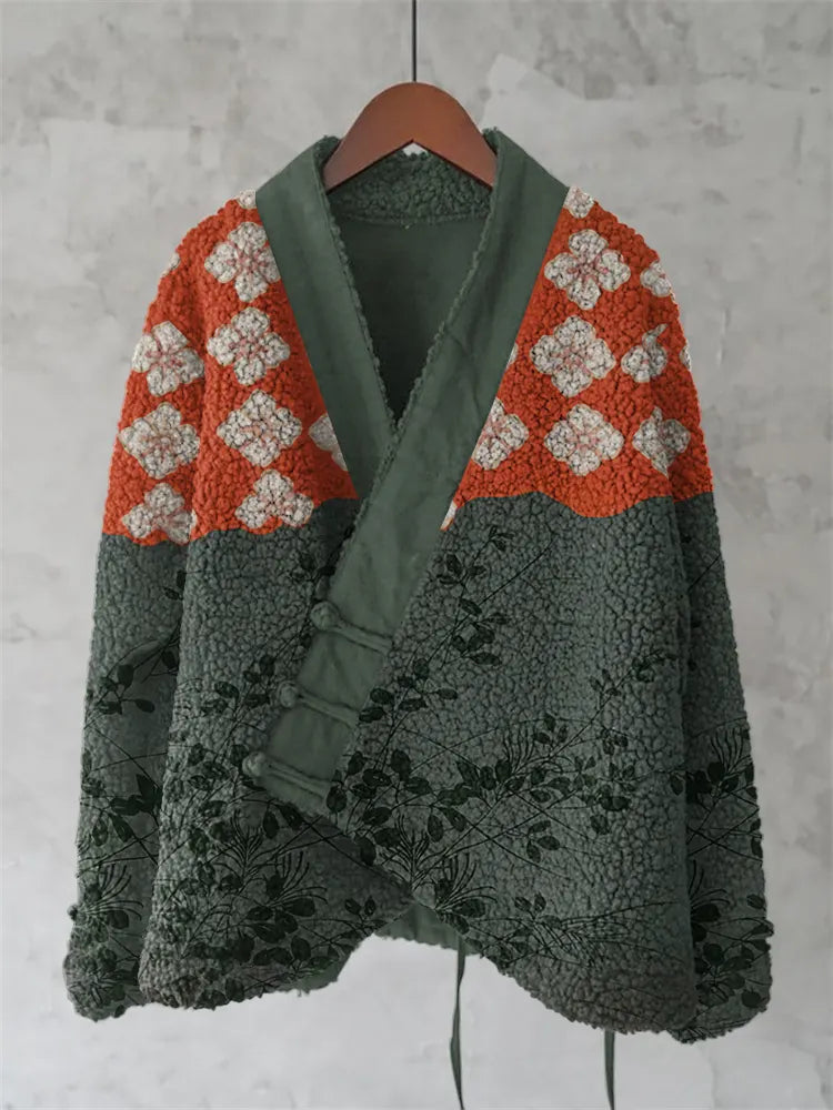 Japanese Art Flower Plush Cardigan